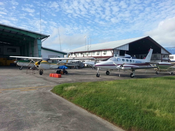 Both our C340 and our C182 in Georgetown, Guyana. Once we arrived we made a flight with construction materials to our school in the interior of Guyana to a paved runway. From there everything was ferried into the small village with the C182.