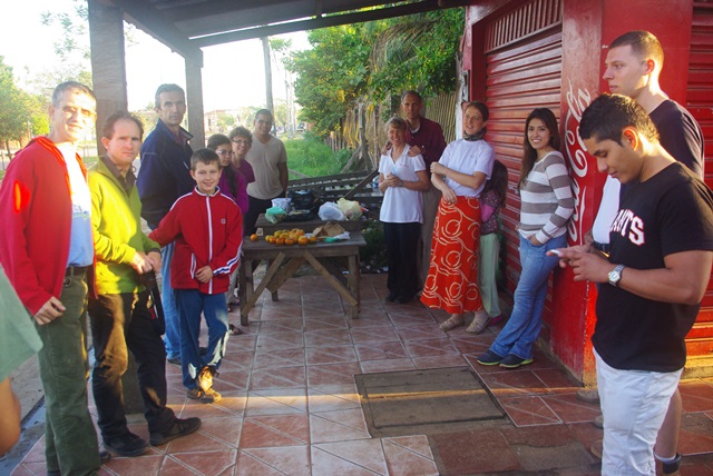 Our first breakfast was on the street, there was plenty food for everybody.