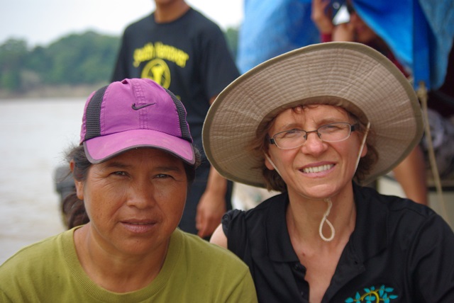 I was sitting on the canoe with Camila ( wife of the owner of the canoe). I asked her if she had a bible, she said "No, last year I had one but when the flood came I lost it." She was very happy when I gave her a new bible.